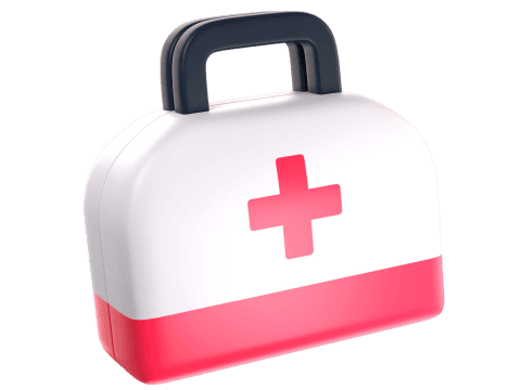 3D illustration of a medical kit symbolizing healthcare practices