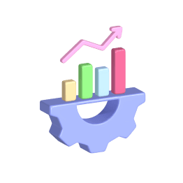3D illustration of a bar chart representing scalable staffing capacity