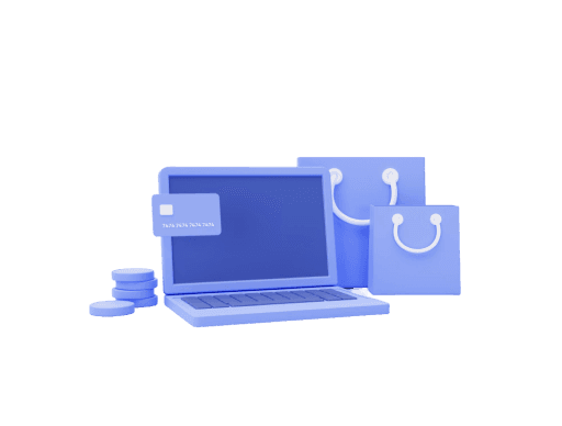 3D illustration of a laptop and financial documents