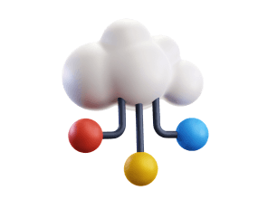3D illustration of a cloud with connected nodes