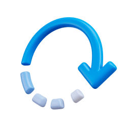 3D illustration of an arrow circling to indicate 24/7 availability