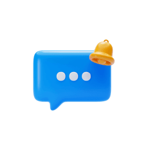 3D illustration of a chat bubble with notification, representing fast professional responses