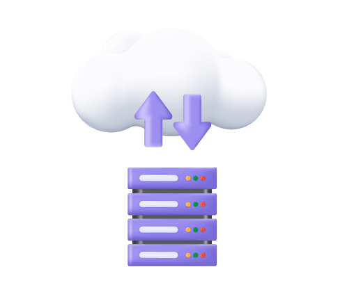3D illustration of a cloud and server stack symbolizing SaaS