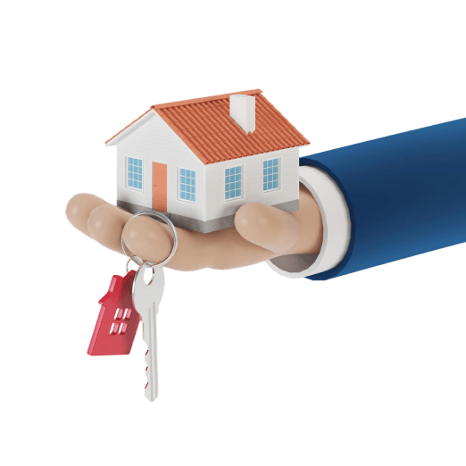 Real estate agent handing a house key to a client